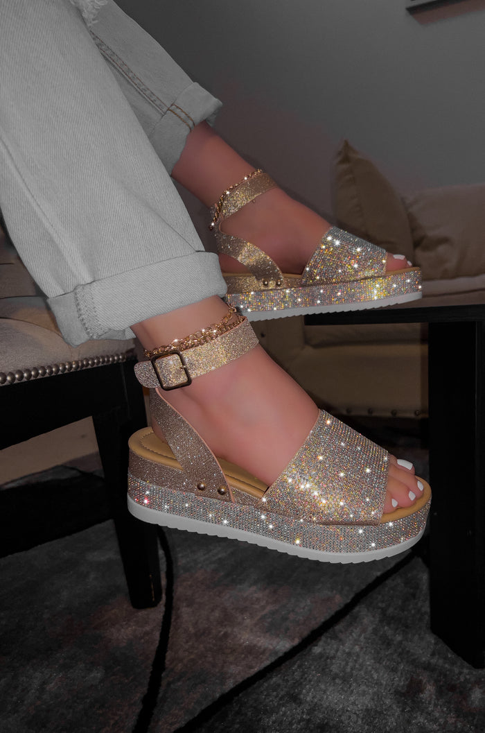 Karla - Embellished Rhinestone Ankle Strap Platform Sandals