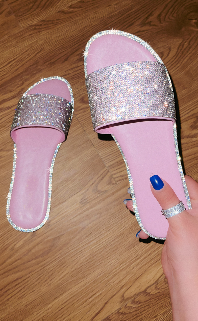 Aura Rhinestone Detailing Slip On Sandals