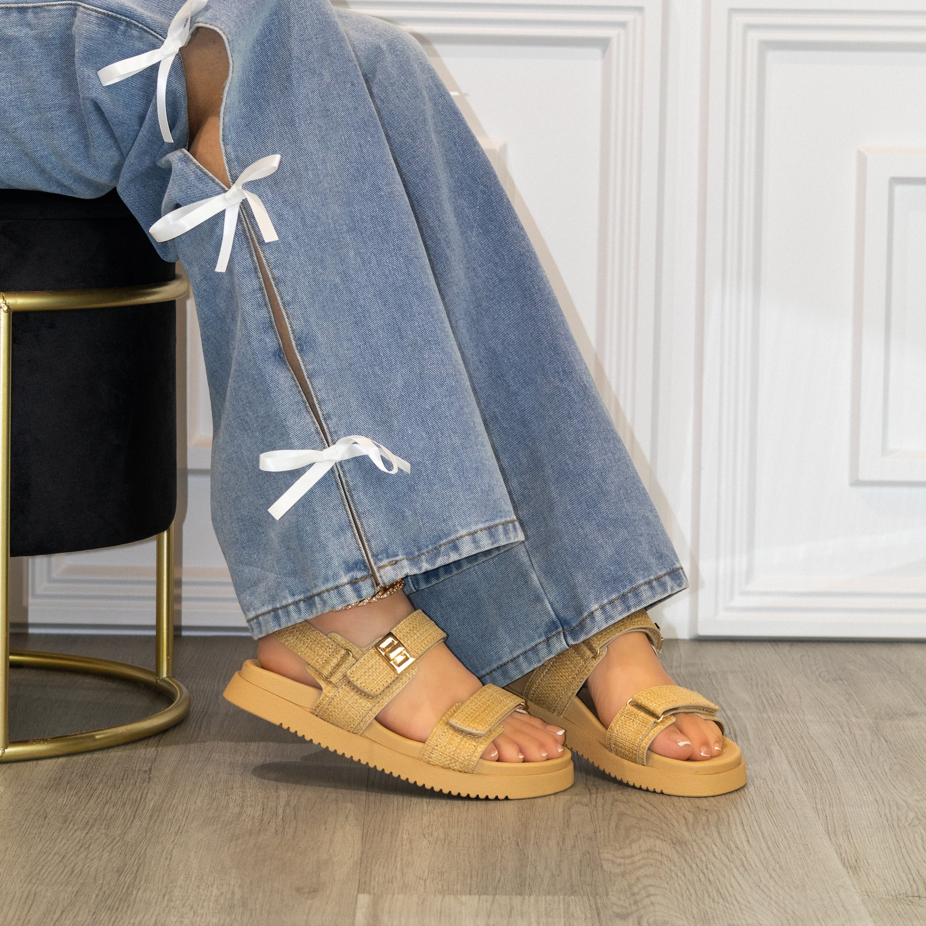 Daniela - Wide Fit Adjustable Double Strap Flat Sandals, Women’s Comfortable Summer Footwear, Cushioned Insole Stylish Casual Open Toe Sandals, Versatile Everyday Beach & Walking Shoes