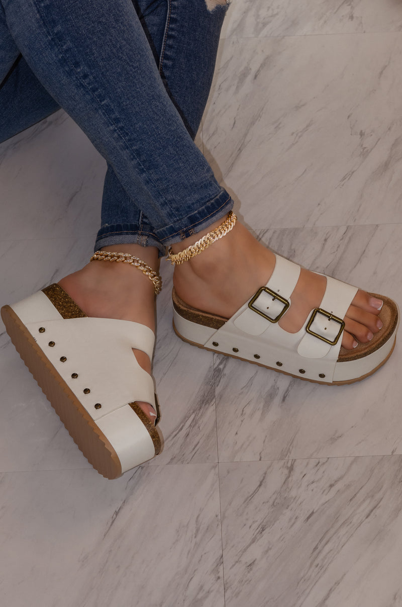 Blowout - Platform Double Strap Buckle Slip On Sandals