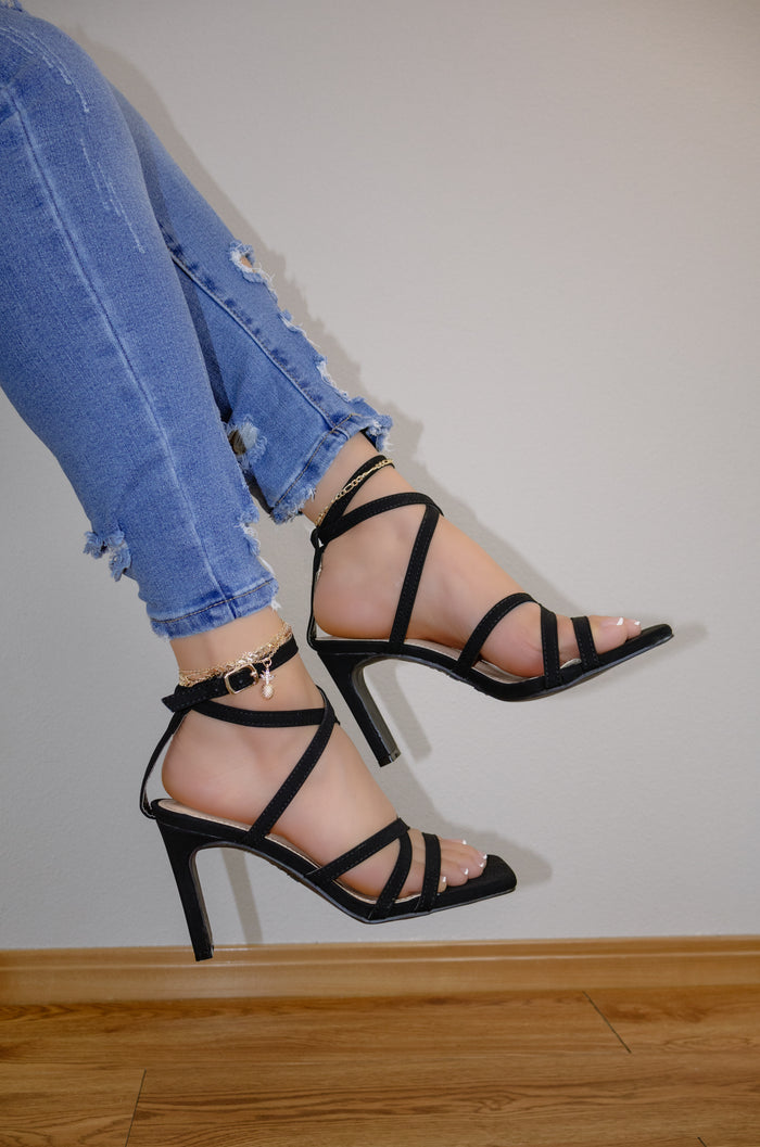 shoes, high heels, strappy, red, high heels, black, strappy black heels,  pretty, red bottoms, high, heels, women, women, female, girly, girl -  Wheretoget