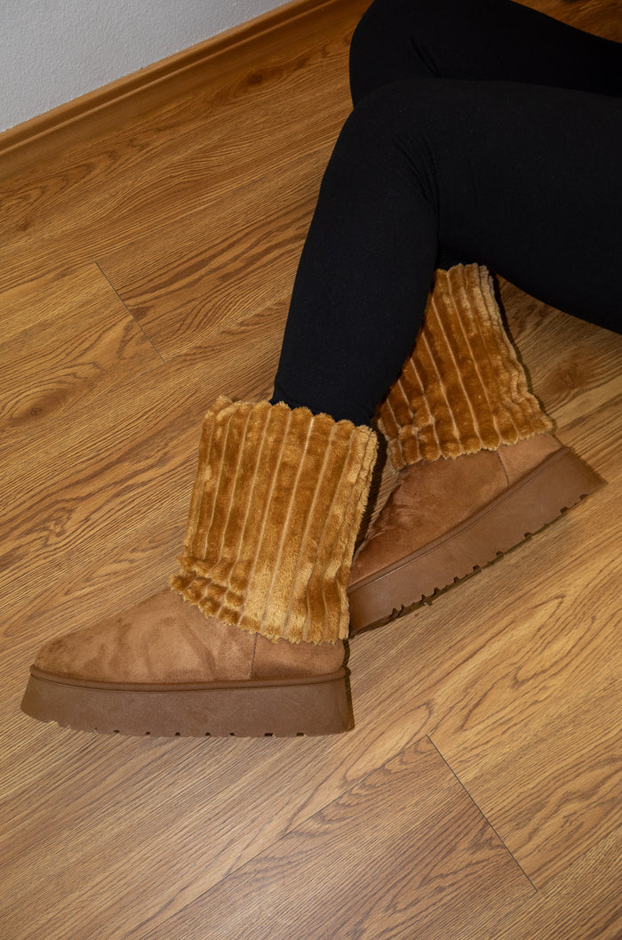 Teddy - Flat Platform Faux Fur Boots