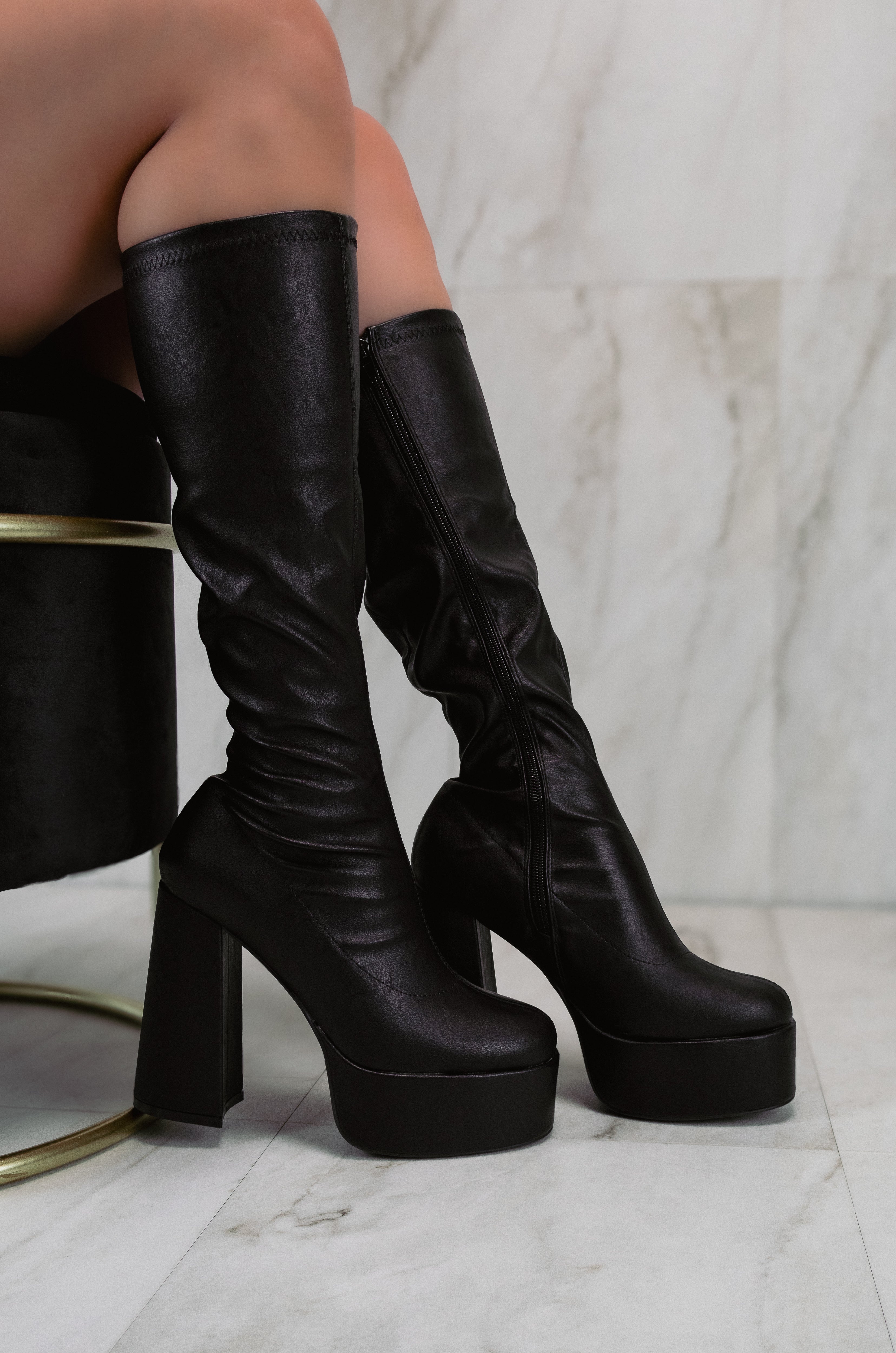 Knee high chunky platform clearance boots