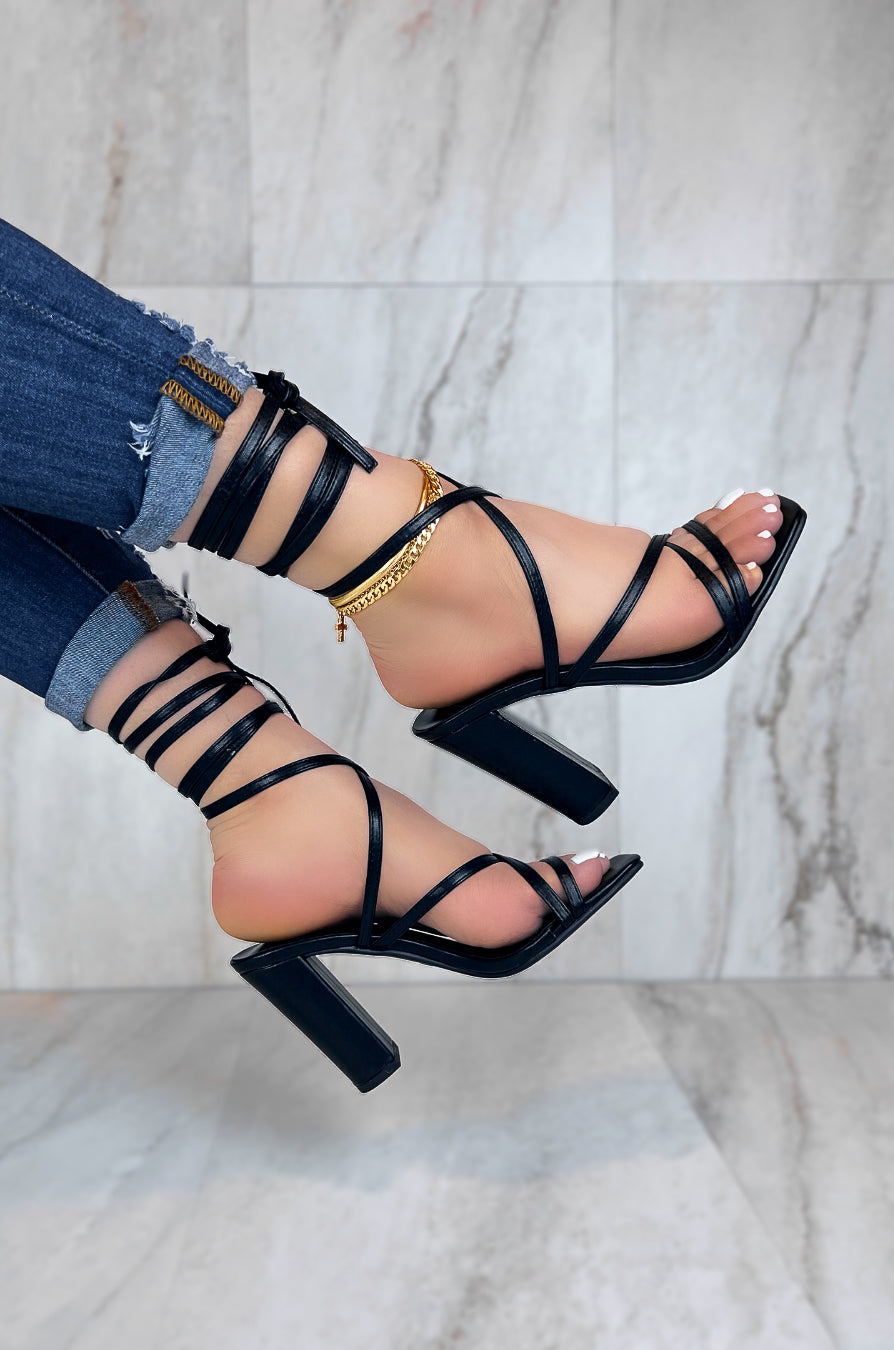 Dakota Lace Up Block Single Sole High Heels ONLINE CUTE SHOES