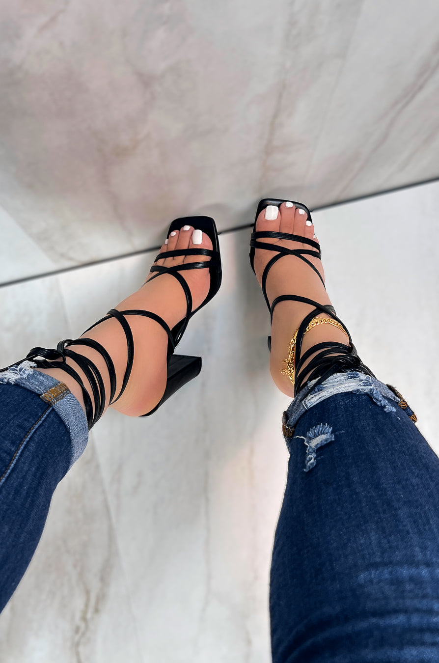 Dakota Square Toe Lace Up High Heels