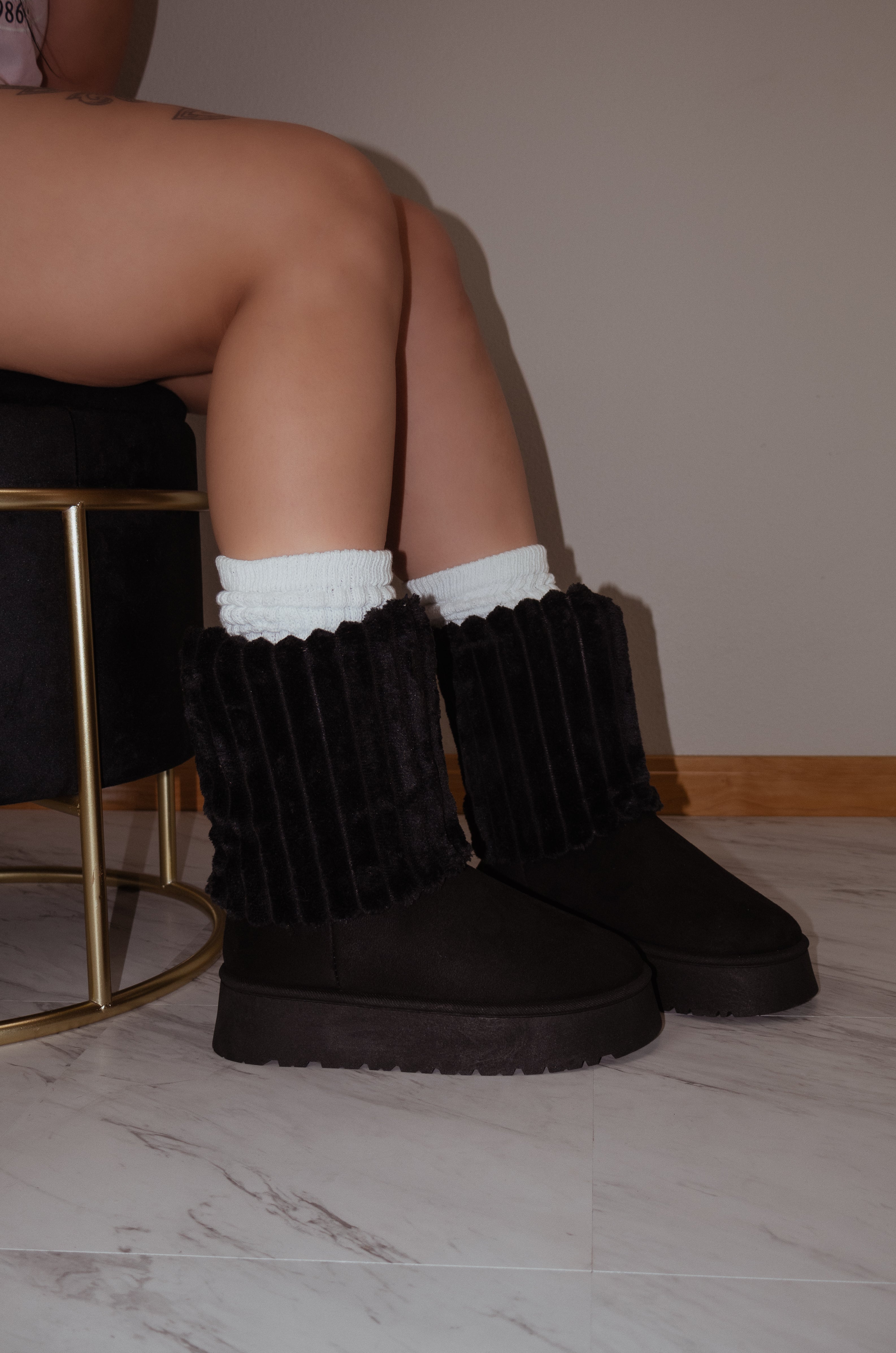 Teddy Flat Platform Faux Fur Boots