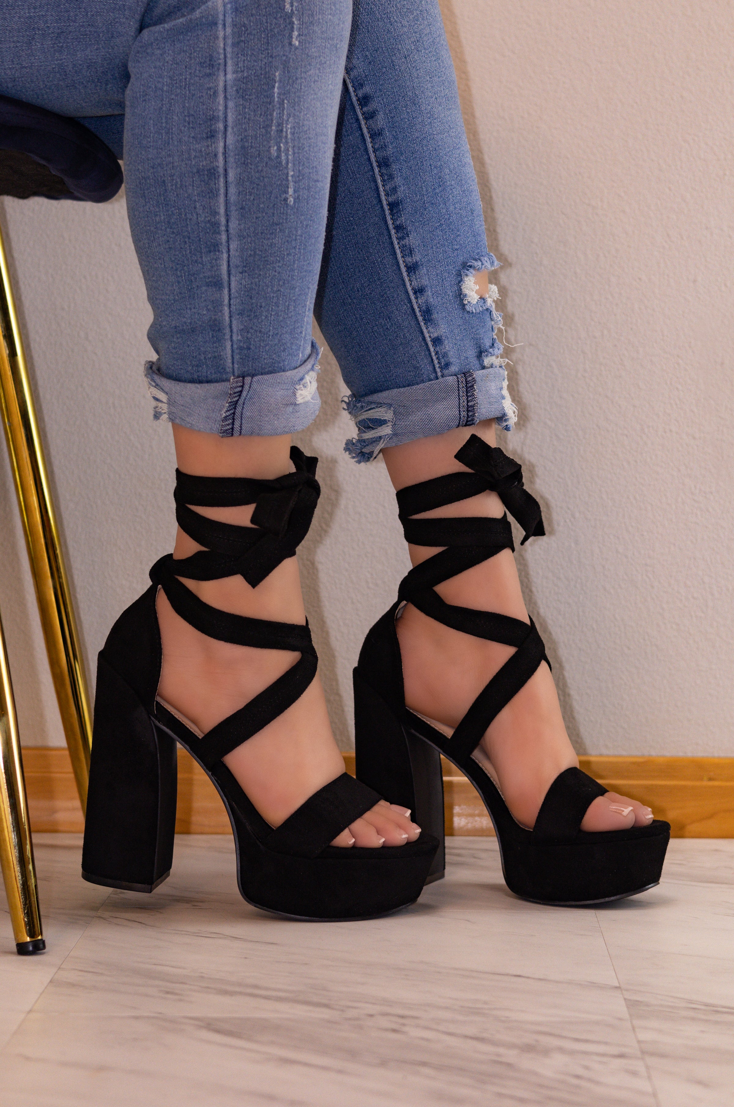 Portland - Lace Up Platform Block High Heels – ONLINE CUTE SHOES