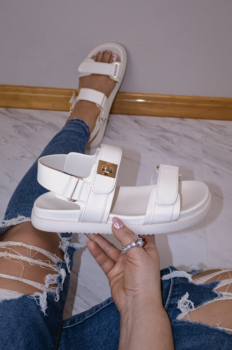 Daniela - Wide Friendly Adjustable Double Strap Flat Sandals