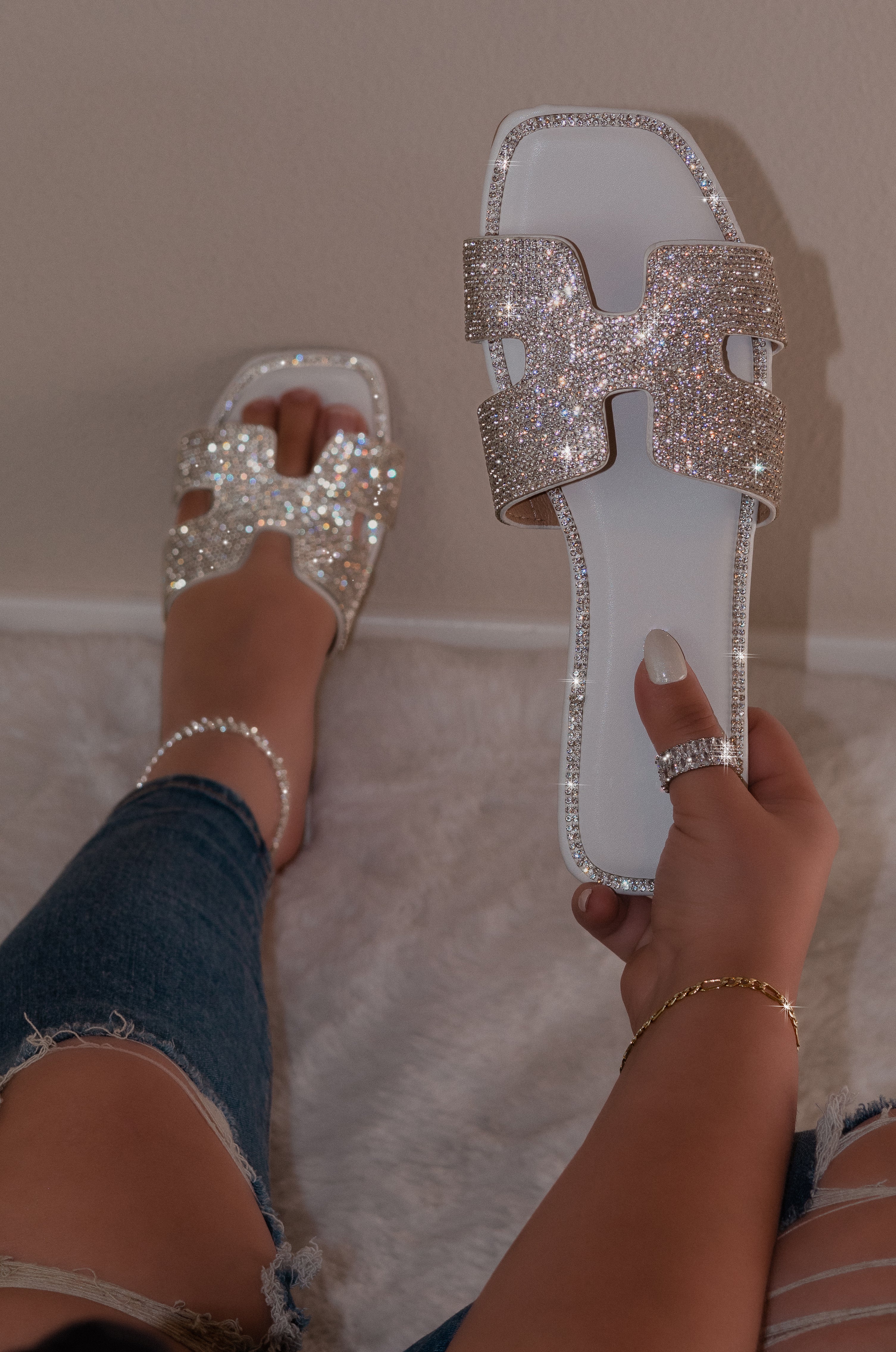 Cute glitter sandals deals
