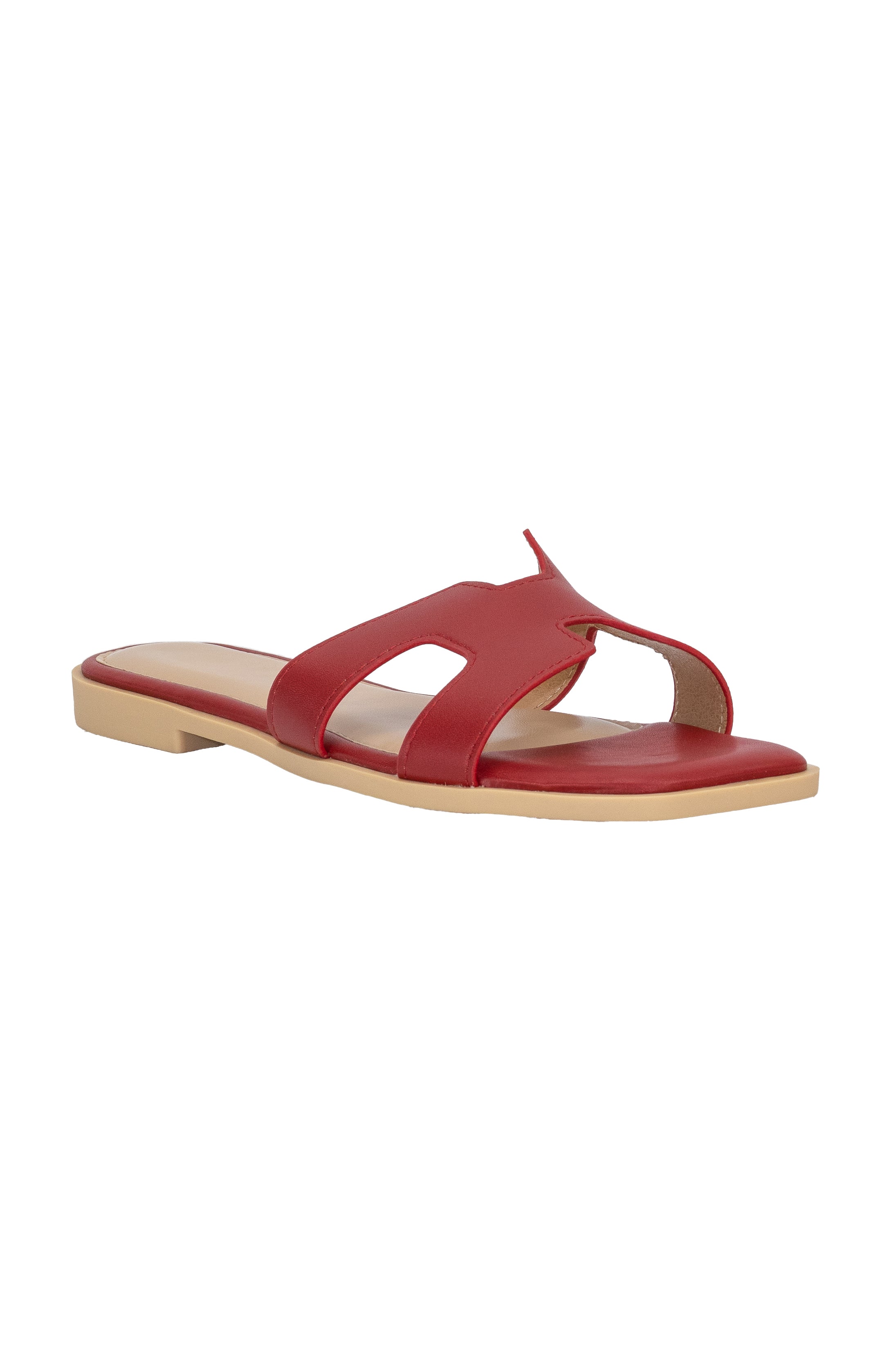 Red slip on sandals sales