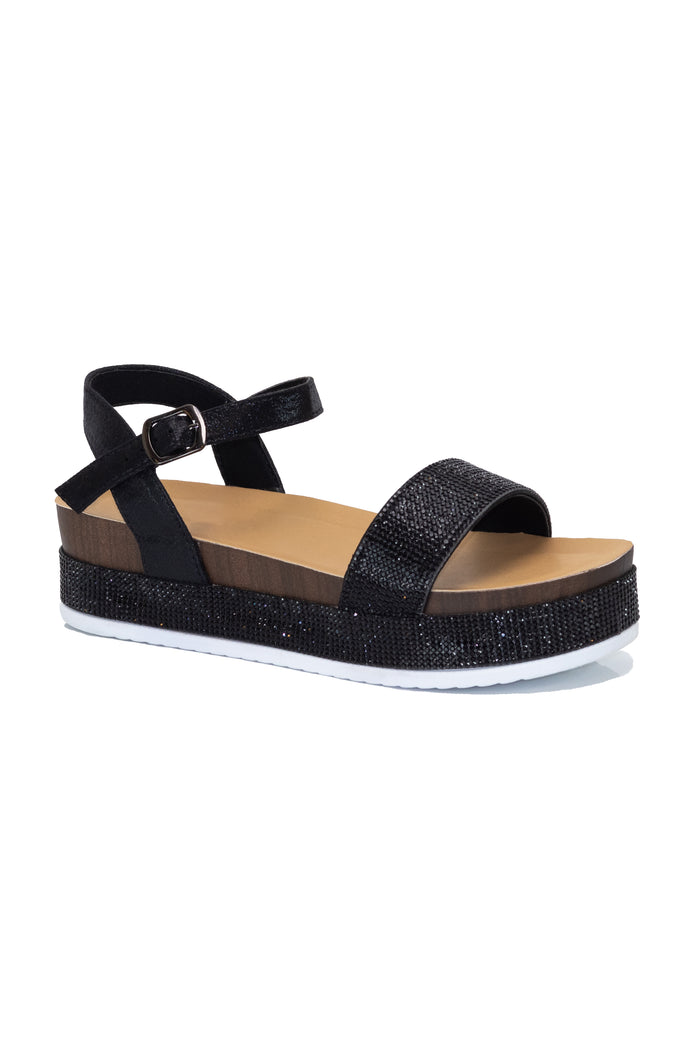 Electra - Wide Friendly Embellished Ankle Strap Platform Sandals