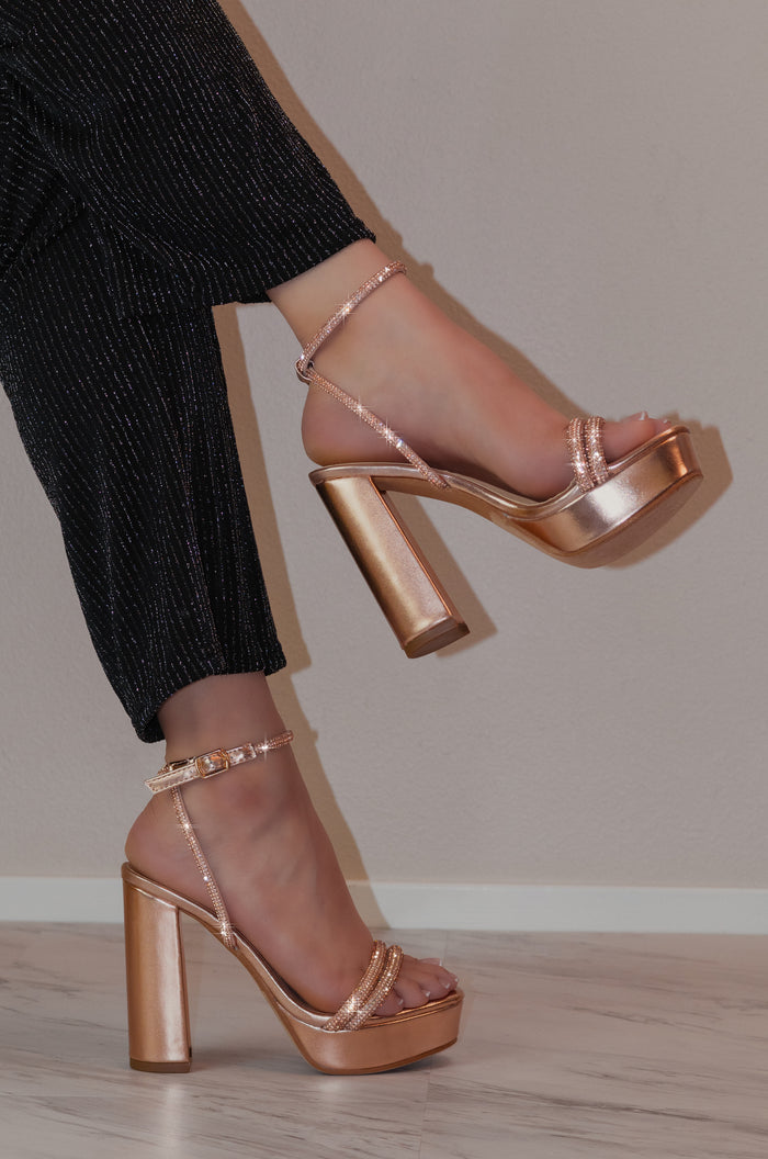Eleanor - Embellished Ankle Strap Platform High Heels