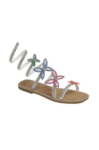 Atlanta - Embellished Spiral Coil Strap Flat Sandals