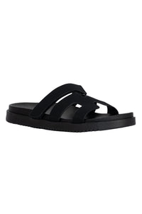 Emily - Wide Friendly Velcro Front Strap Slide Flat Sandals