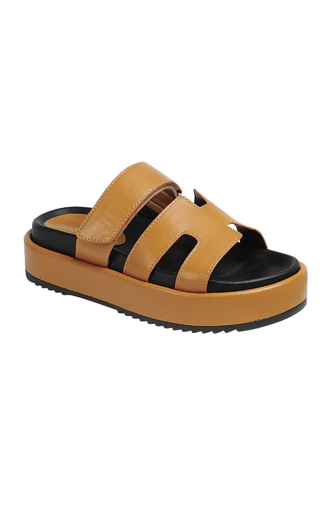 Innovation - Wide Friendly Velcro Front Strap Slide Flat Sandals