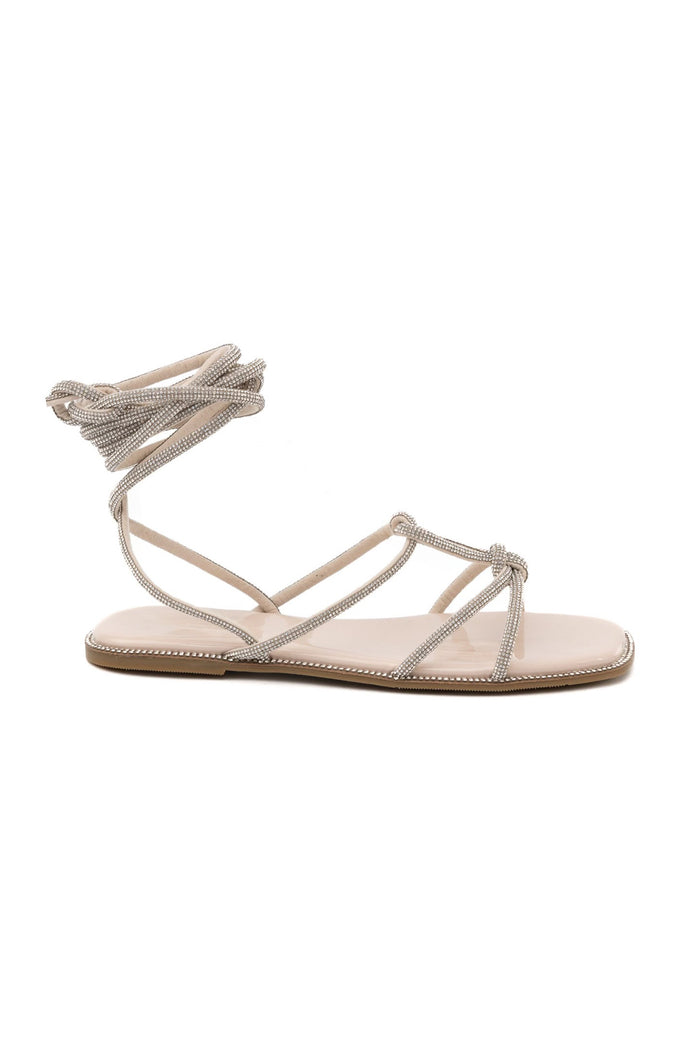 Magdala - Embellished Lace Up Flat Sandals