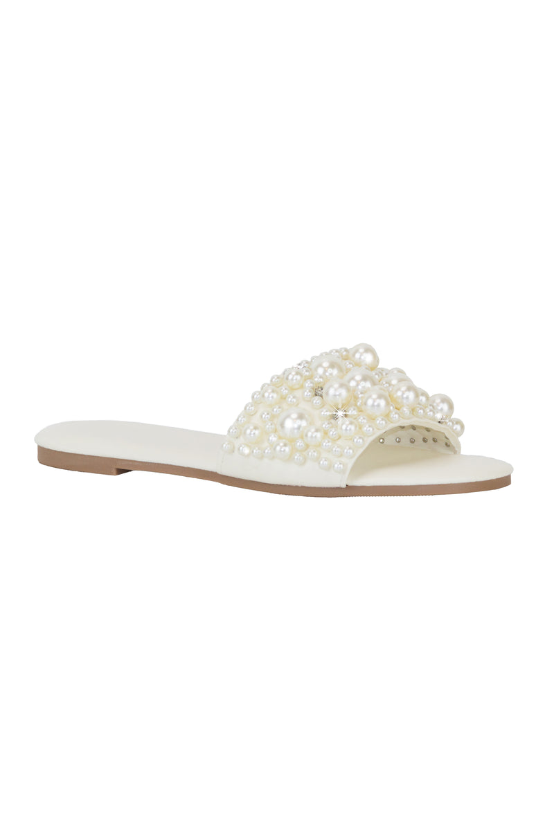 Bubble - Faux Pearl Detailing Flat Sandals