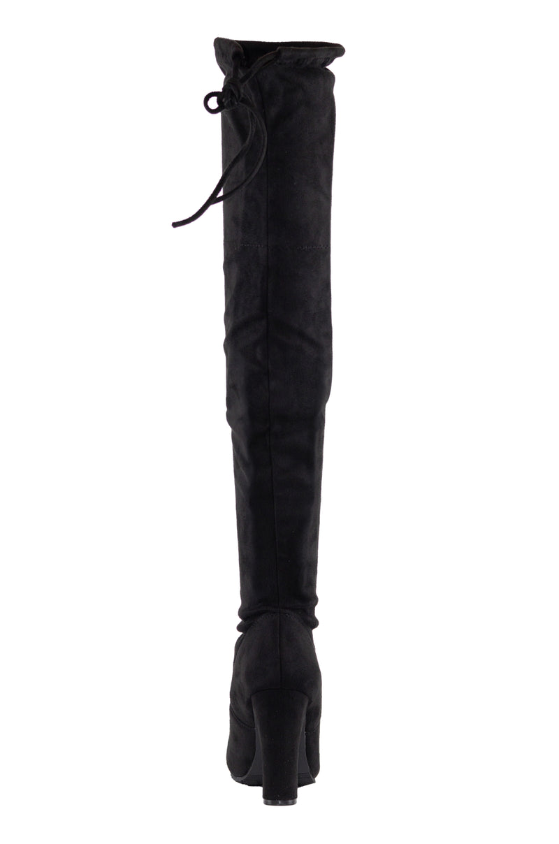 Dasia - Over The Knee Lace Up Tie Back Detail Boots