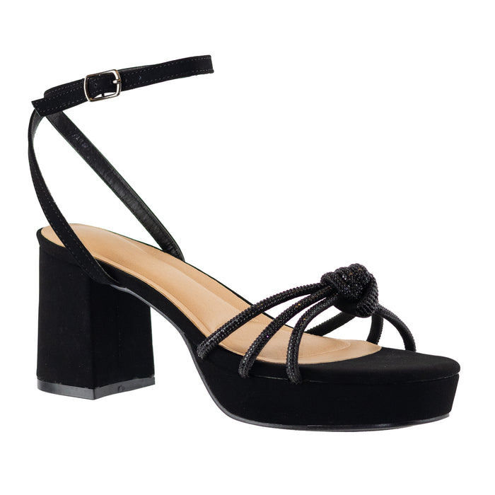 Newday - Embellished Ankle Strap Platform Mid Heels