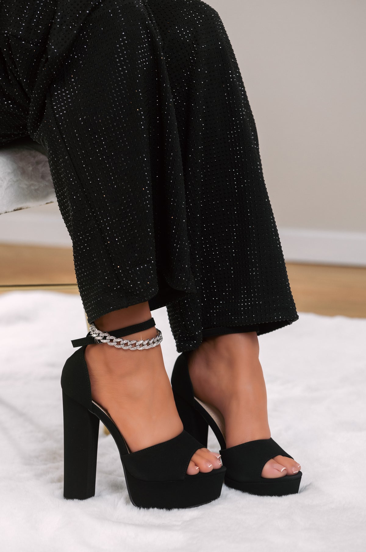 Elegance -  Ankle Strap Platform Block High Heels