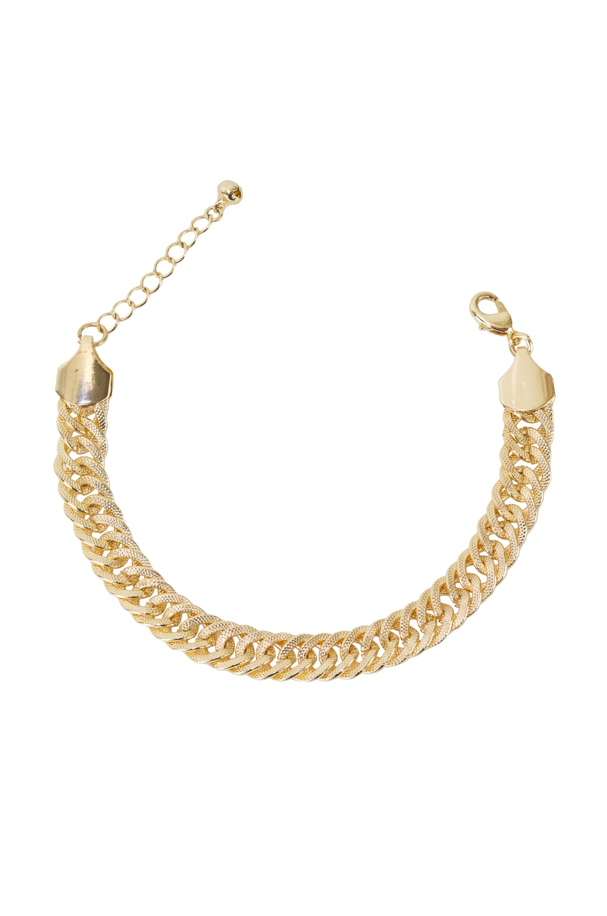 Faye - Golden Crescent Metal Carving Double Weave Close-Knit Link Chain Anklet