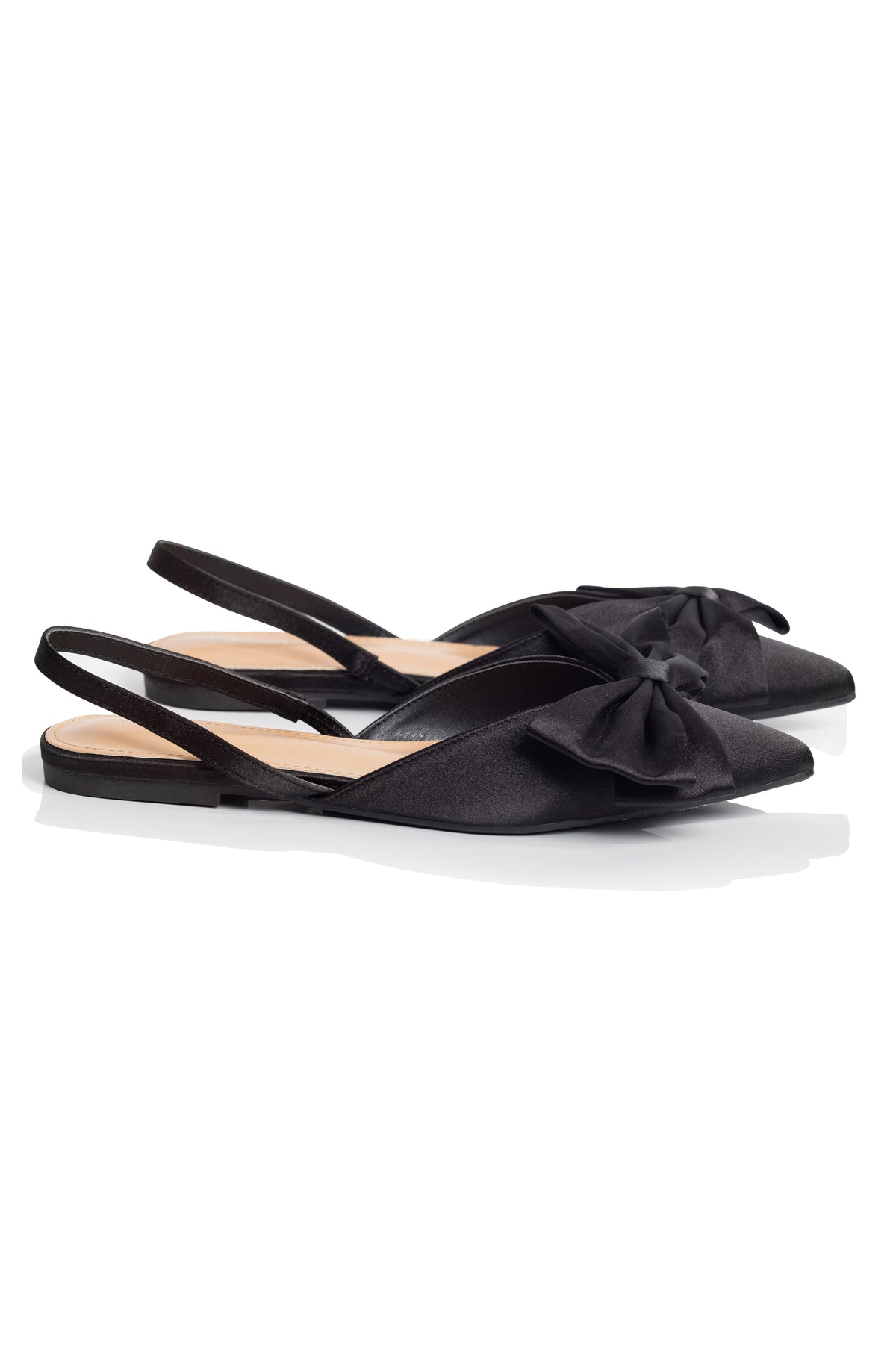 Claudia - Slingback Satin Pointed Toe Flats For Women