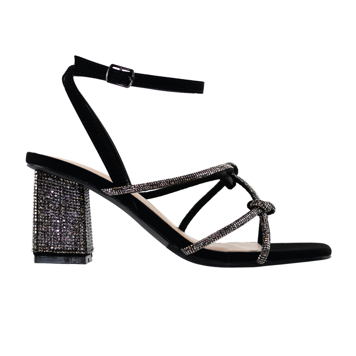 Original - Embellished Ankle Strap Mid Heels