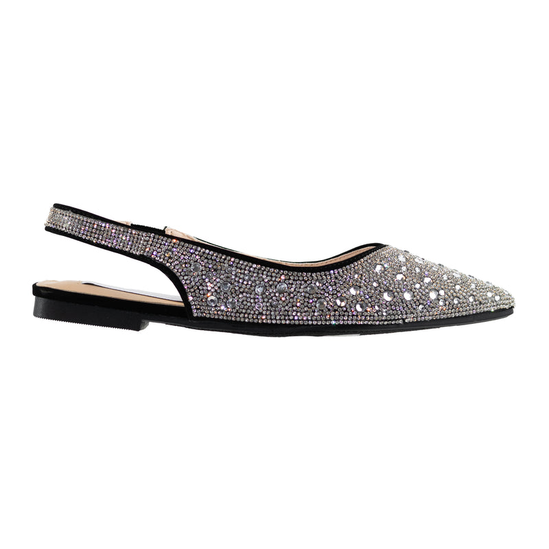 Rivets - Embellished Slingback Closed Pointed Toe Flats For Women