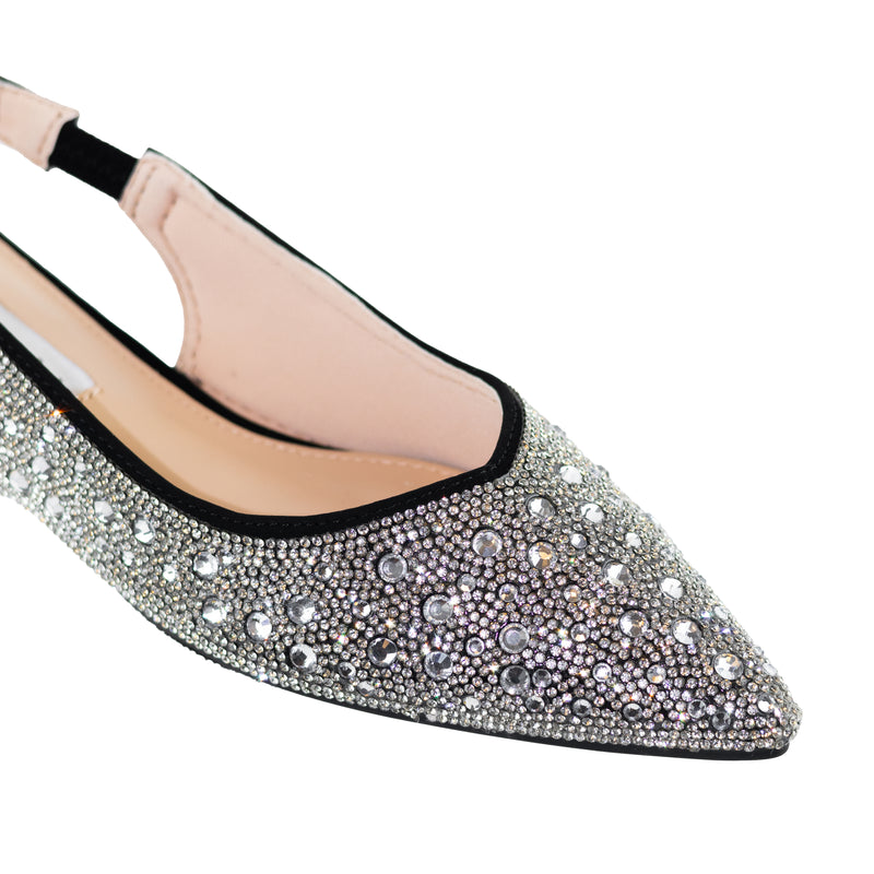 Rivets - Embellished Slingback Closed Pointed Toe Flats For Women