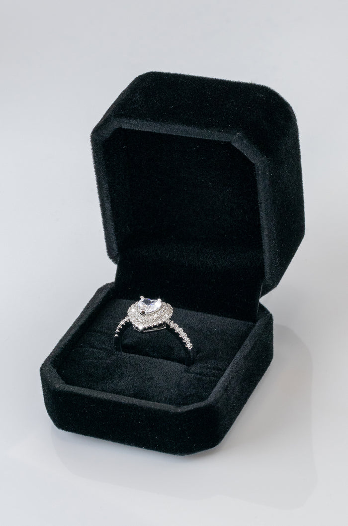 Aristocrat - Rhinestone Heart Cubic Zirconia Ring For Women