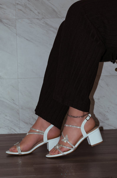 ✨michi✨ Misha - Ankle Strap Heels with Rhinestone Butterflies, Mid