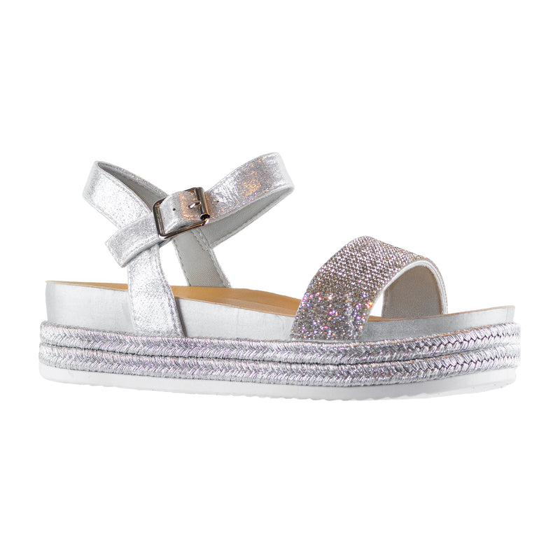 Raven - Women's Espadrille Sandals, Rhinestone Ankle Strap & Platform Sole, Perfect for Adding Sparkle to Your Outfit