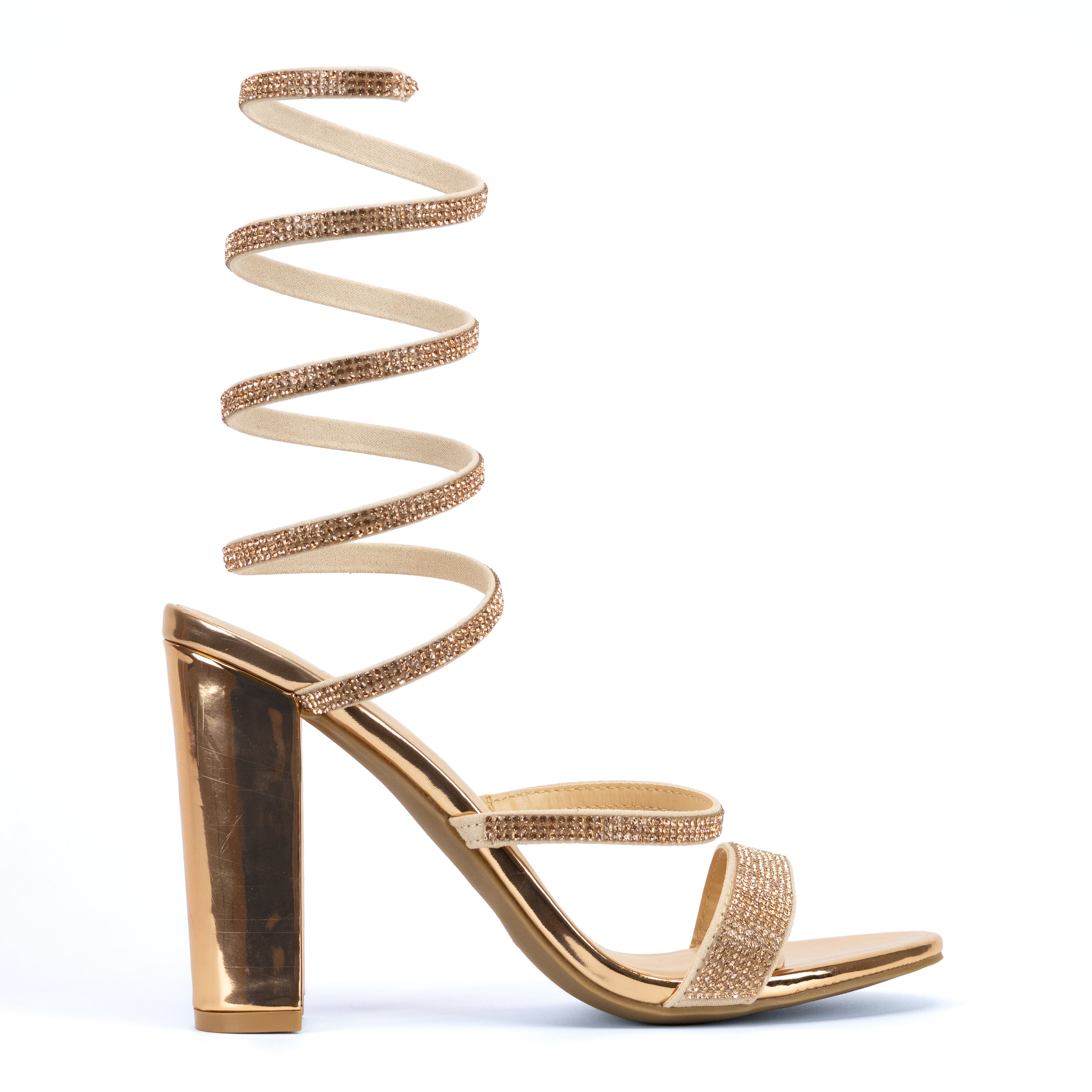 rose gold tie up heels