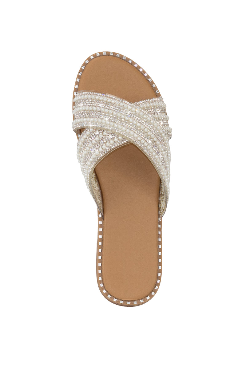 Ramsi - Embellished Criss Cross Strap Detailing Slip On Sandals