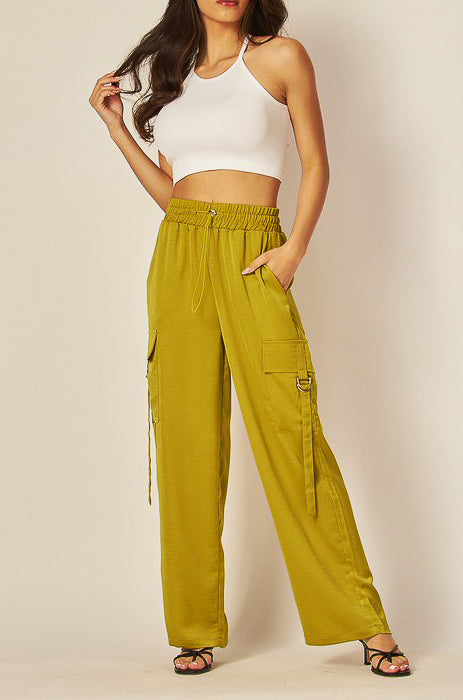 Tressy - Satin Drawstring Cargo Pocket Pants – ONLINE CUTE SHOES
