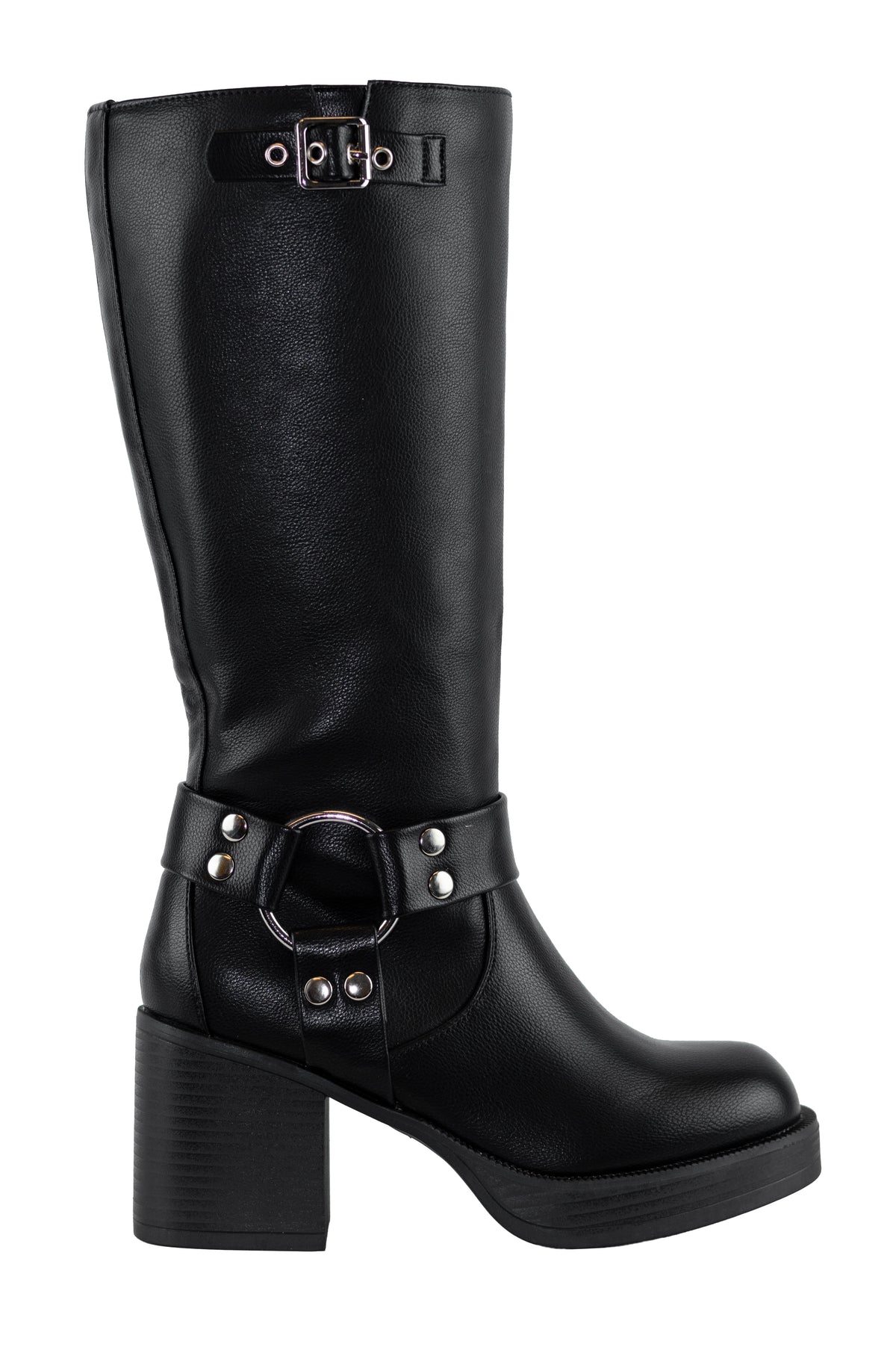 Joyce - Women's Knee High Boots Side Zipper Motorcycle Boots