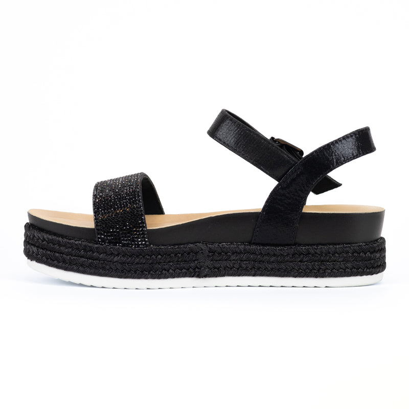 Raven - Women's Espadrille Sandals, Rhinestone Ankle Strap & Platform Sole, Perfect for Adding Sparkle to Your Outfit