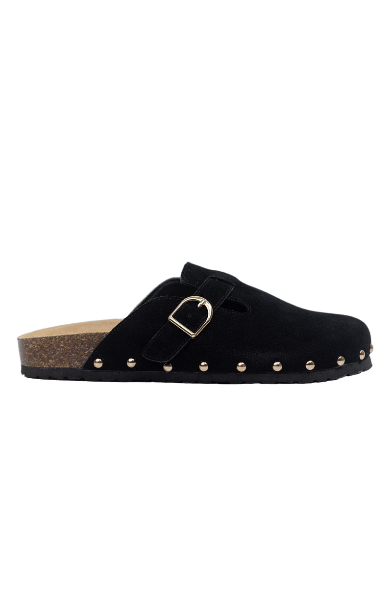 Kalina - Women's Soft Faux Suede Studded Slippers Scottie Buckle Slides