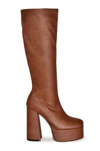 Mystique - Knee High Platform Chunky Heel Boots