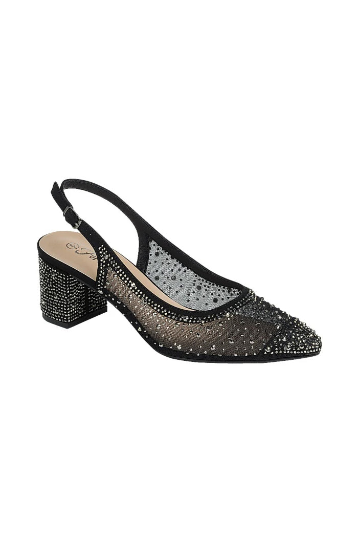 Nelly - All Around Embellished Slingback Closed Pointed Toe Pumps For Women