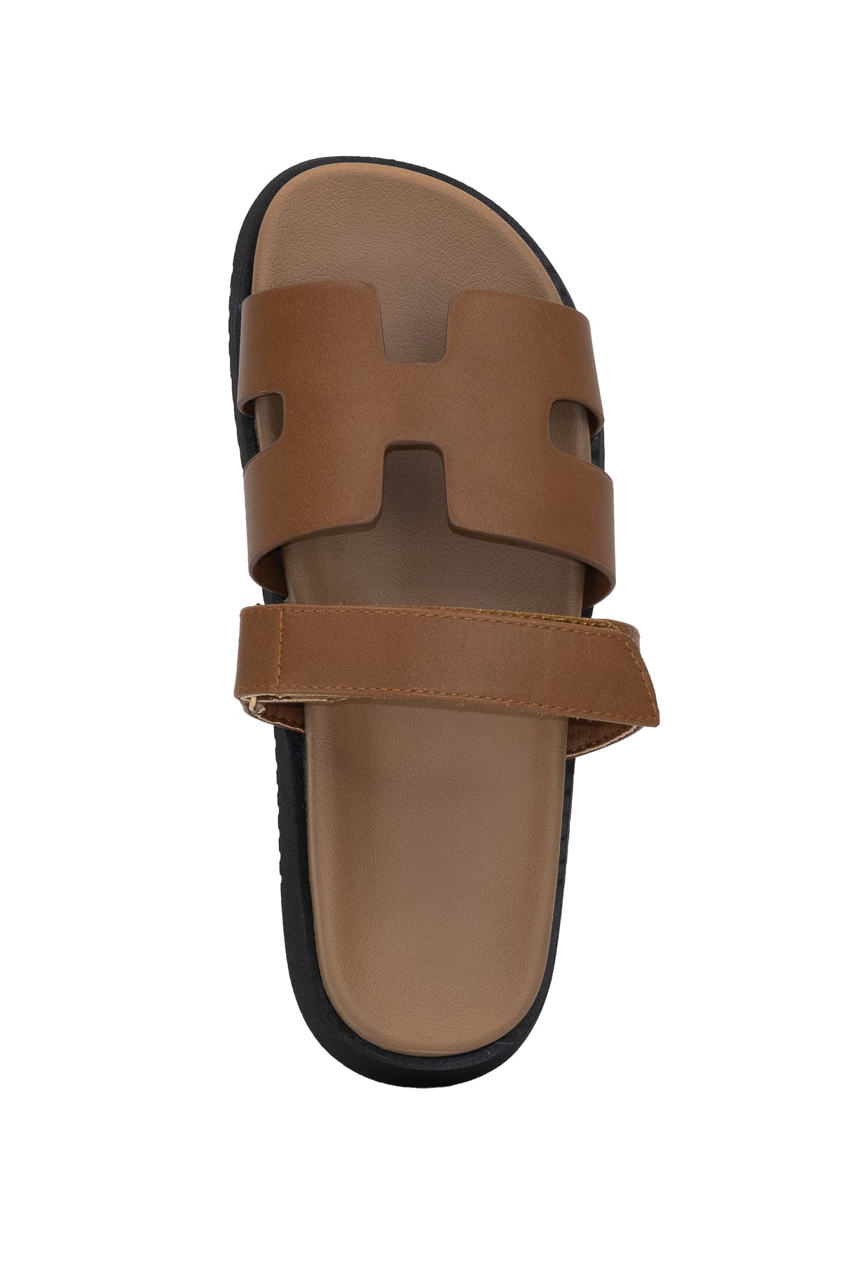 Lyon - Wide Friendly Velcro Front Strap Slide Flat Sandals