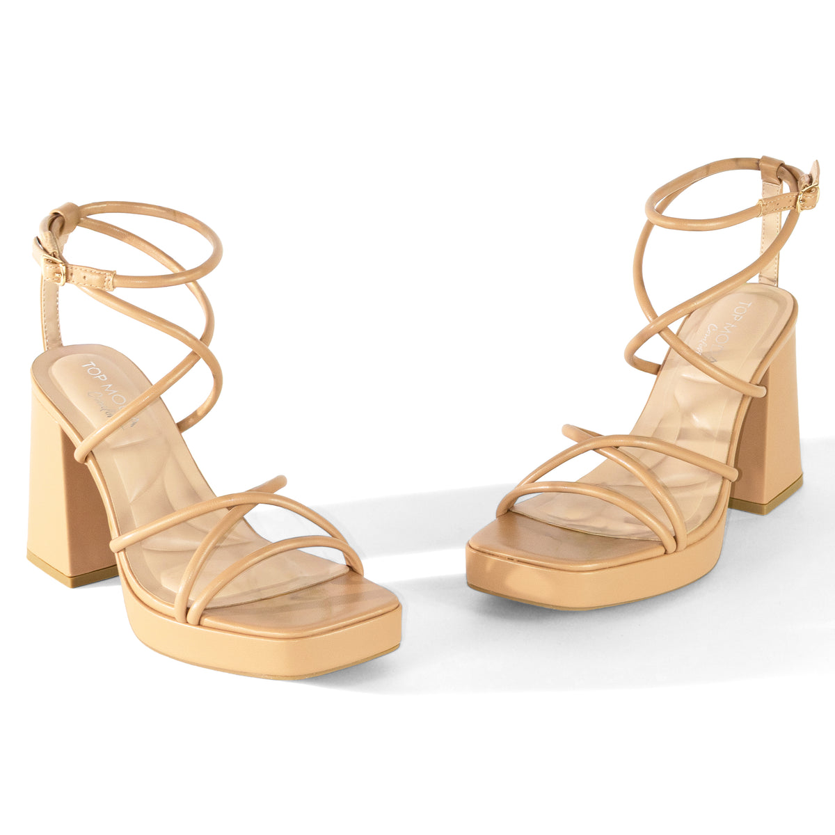 Taurus - Women’s Square Toe Ankle Strap Platform Block Heels