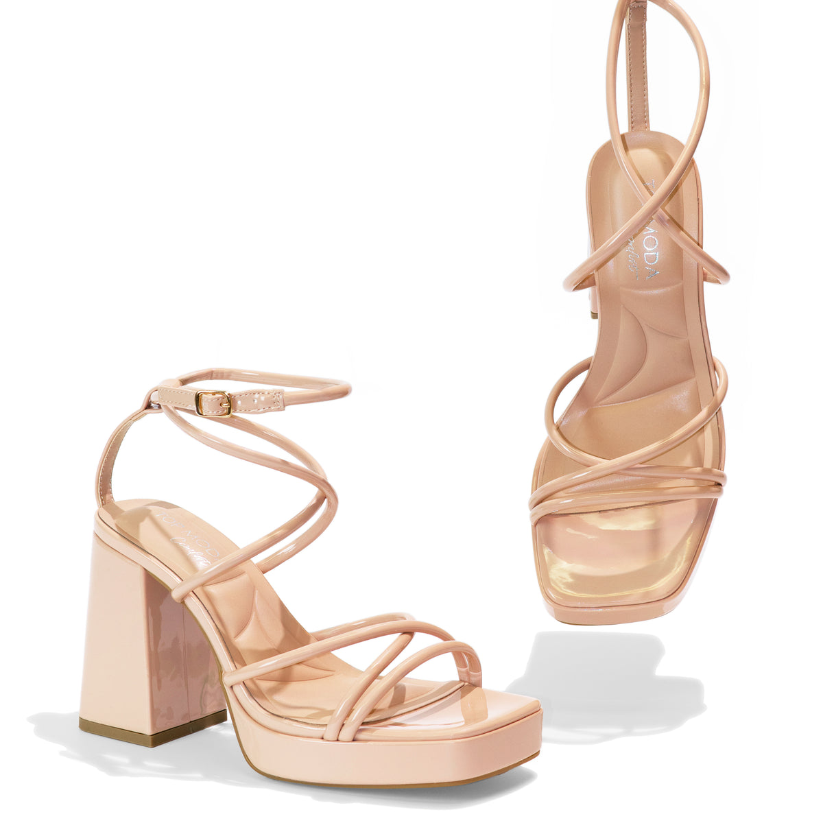 Taurus - Women’s Square Toe Ankle Strap Platform Block Heels