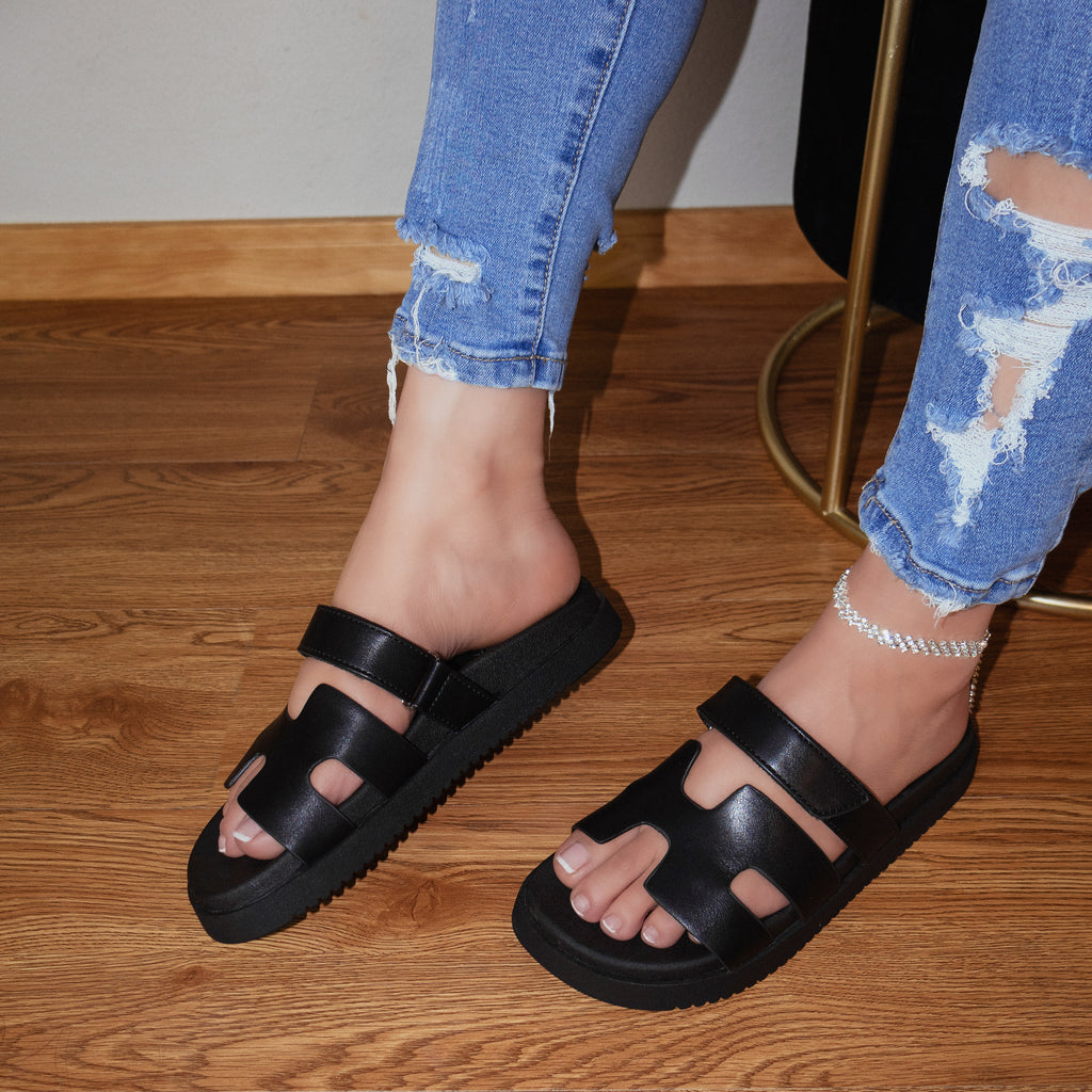 Lyon - Women's Adjustable Slide Platform Sandals
