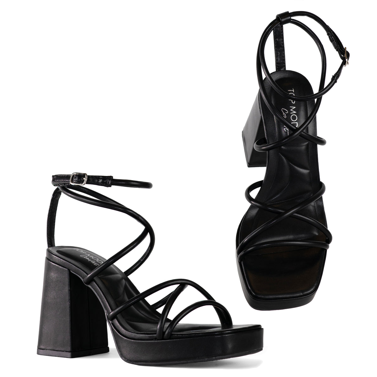 Taurus - Women’s Square Toe Ankle Strap Platform Block Heels
