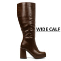 Venom - Women's Wide Calf Knee High Platform Boots, Chunky Block Heel & Round Toe