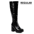 Venom - Auvette Women's Knee High Platform Boots, Regular Calf, Chunky Block Heel & Round Toe