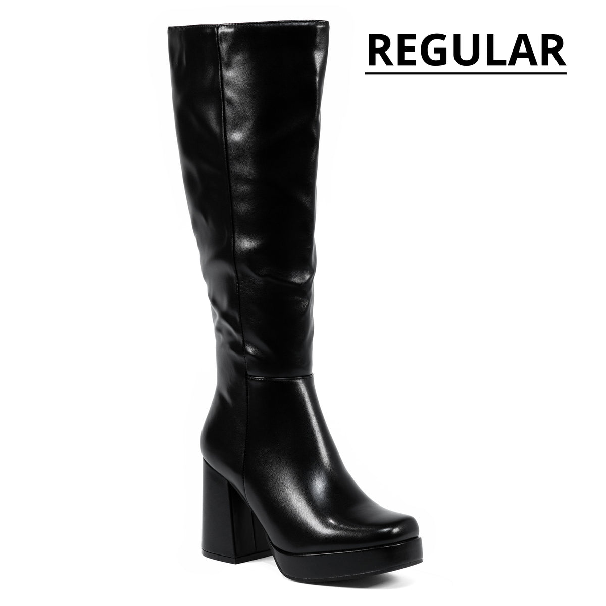 Venom - Women's Knee High Platform Boots, Regular Calf, Chunky Block Heel & Round Toe