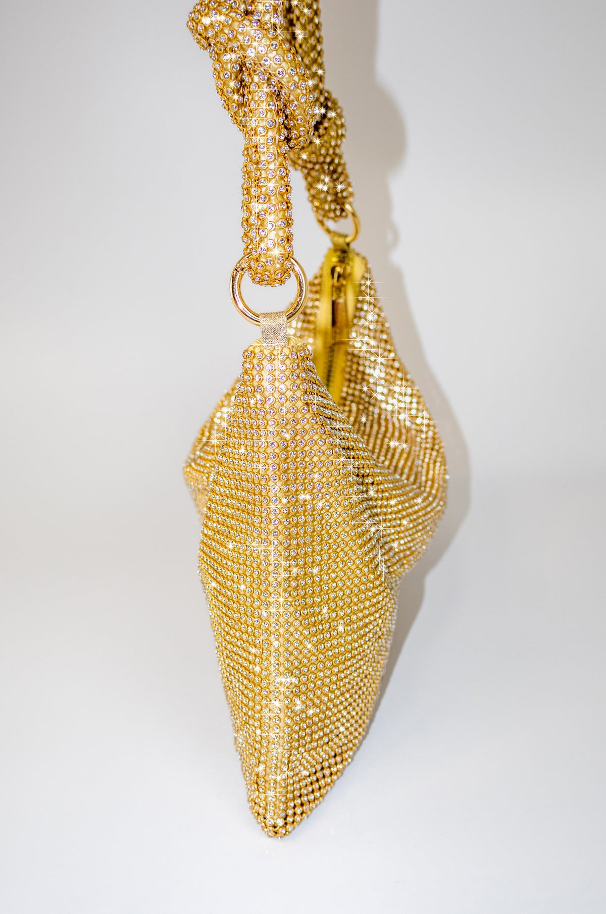 Precious Adornments - Gold-Tone Embellished Top Handle Bag
