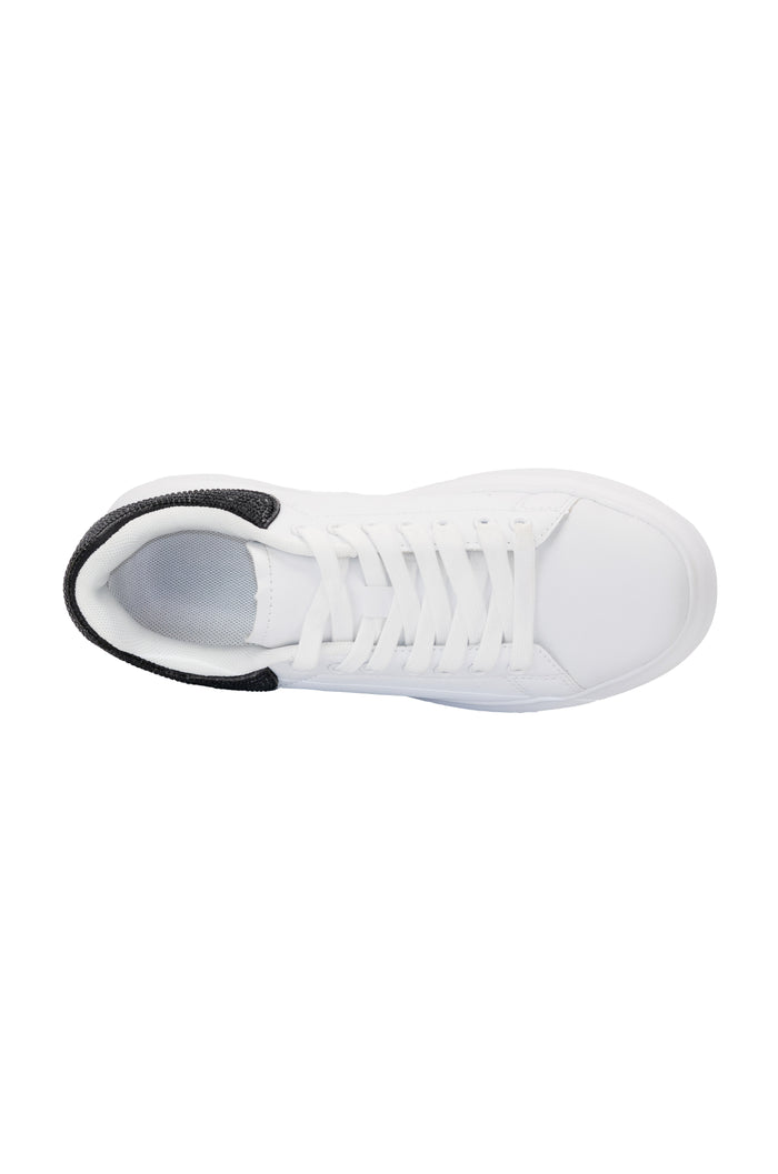 Fortuna - Rhinestones Detail Lace Up Sneakers